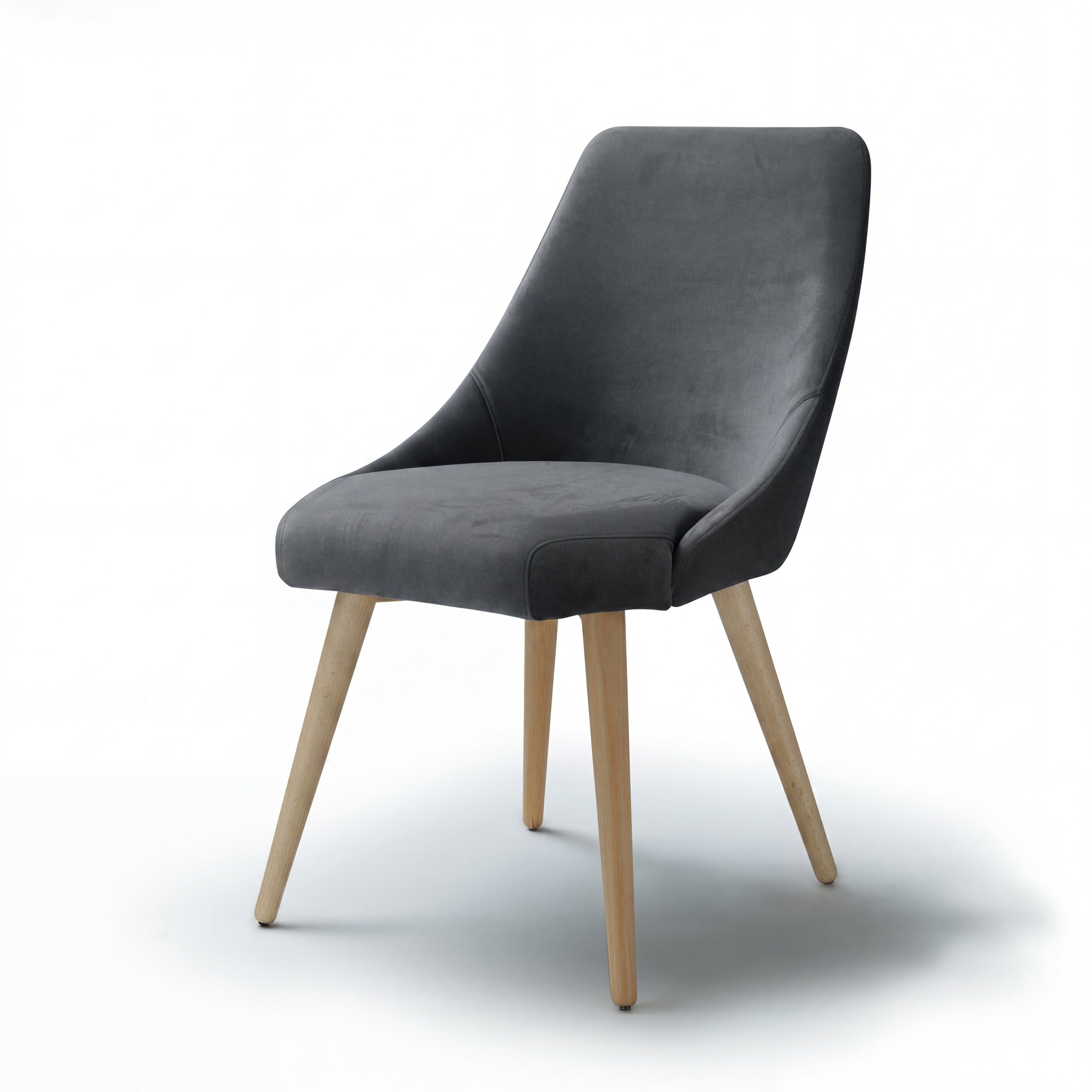 Dark grey chair Alba with wooden legs on a white background - main view