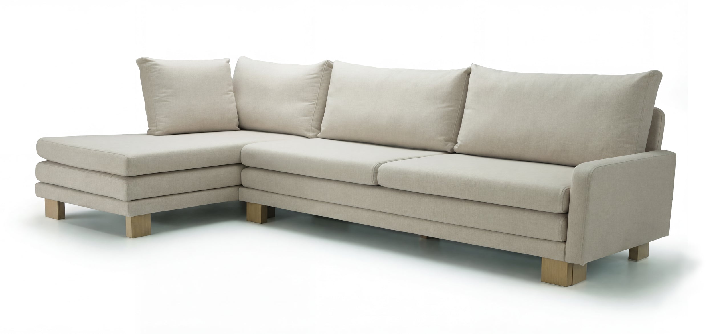 B12 sofa bed  - left side beige corner set 300x160cm on white background