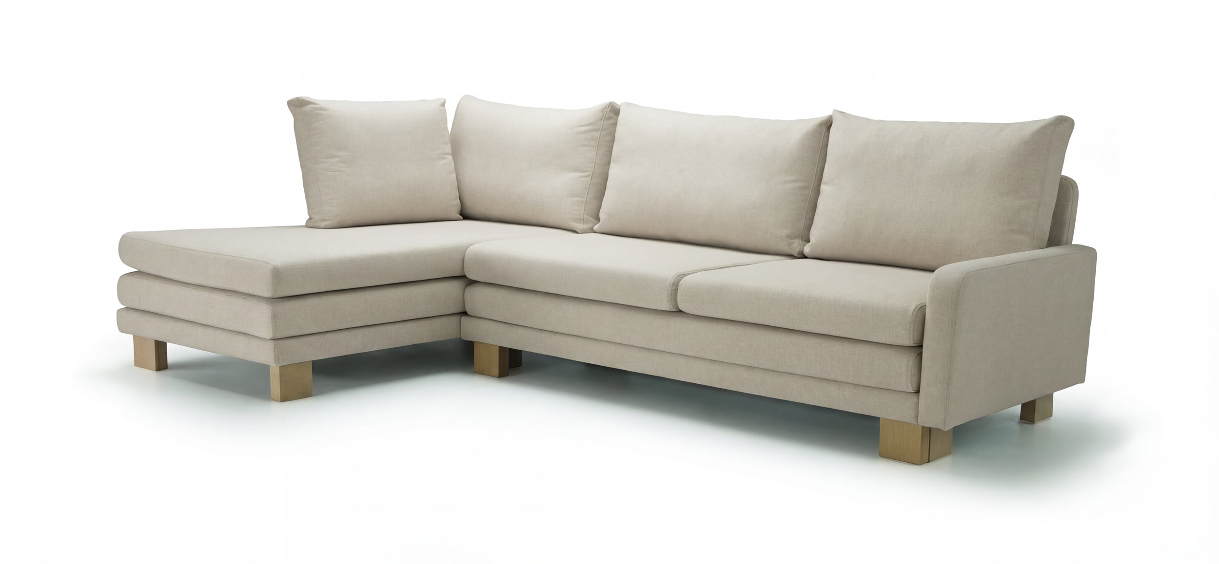 B12 sofa bed  - left side beige corner set 252x160cm on white background