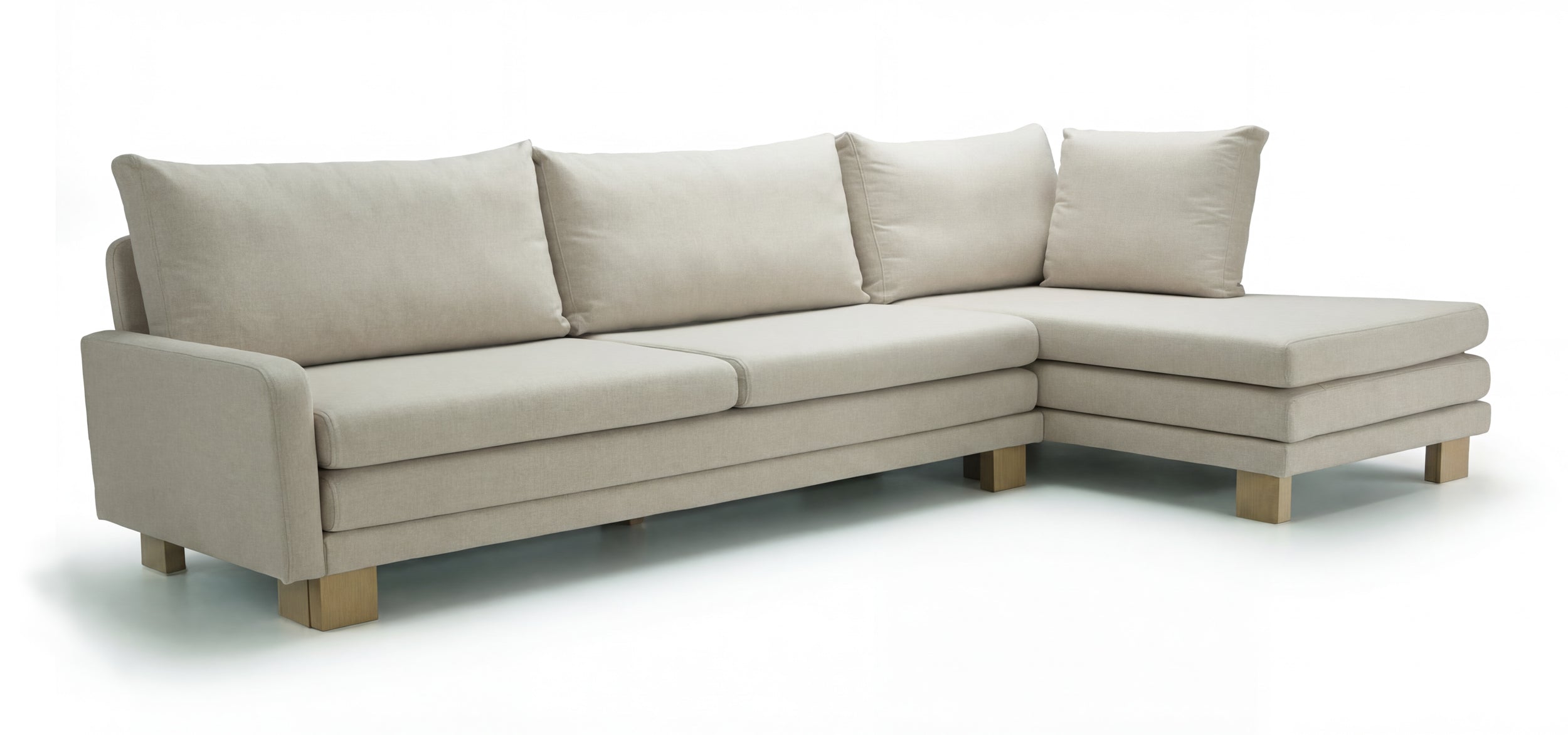 B12 sofa bed  - right side beige corner set 300x160cm on white background