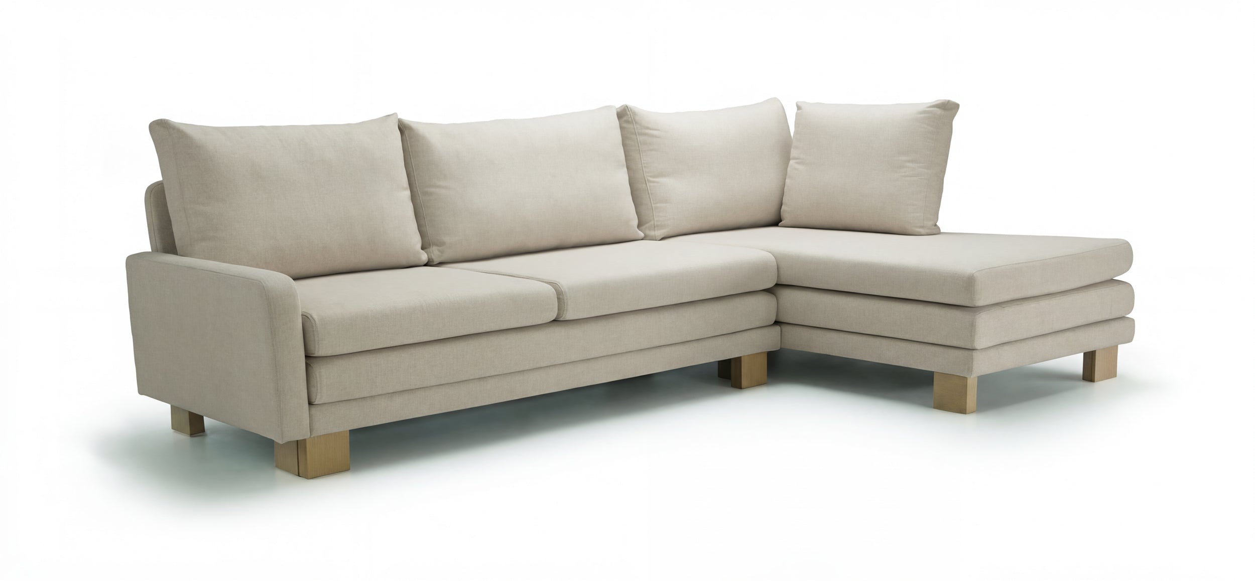 B12 sofa bed  - Right side  beige corner set 252x160cm on white background