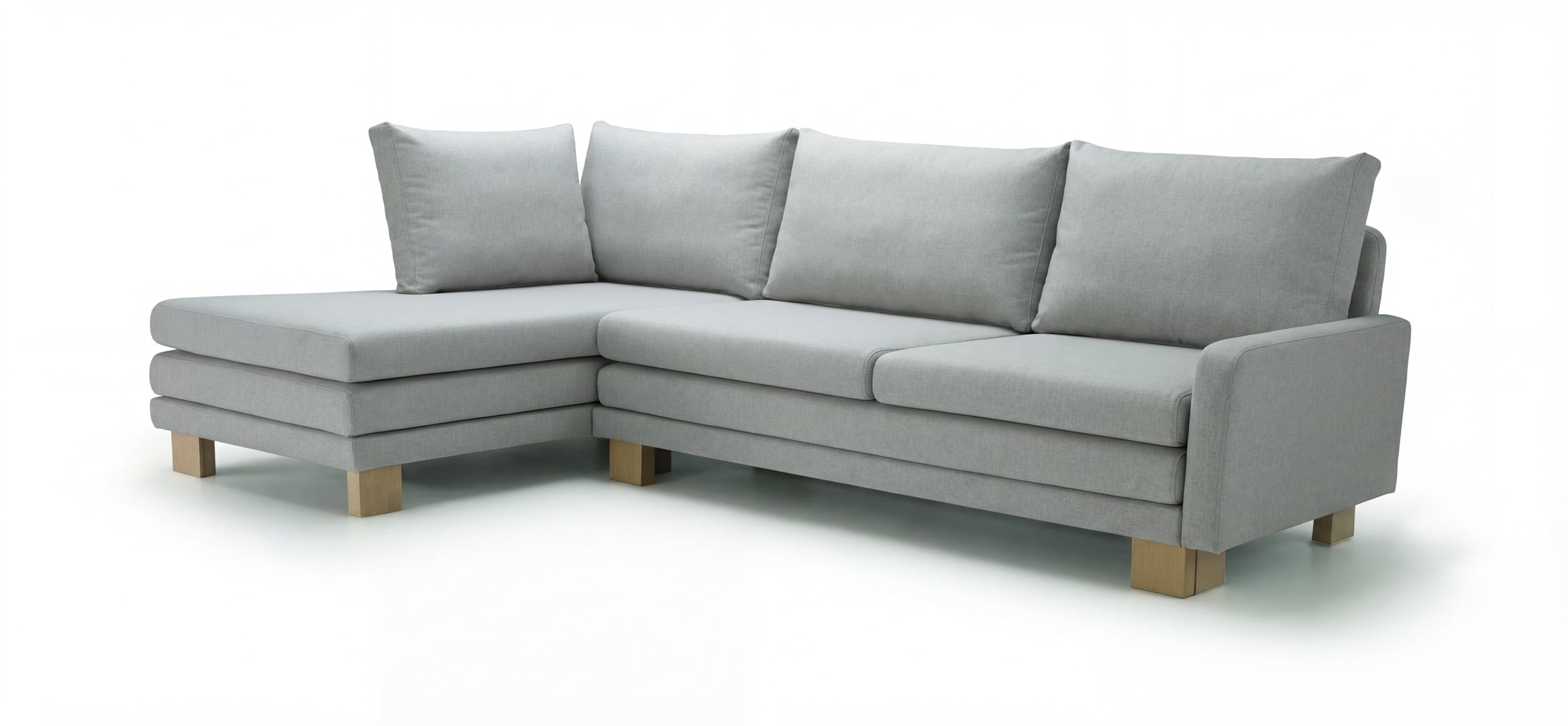 B12 sofa bed  - left side grey corner set 252x160cm on white background