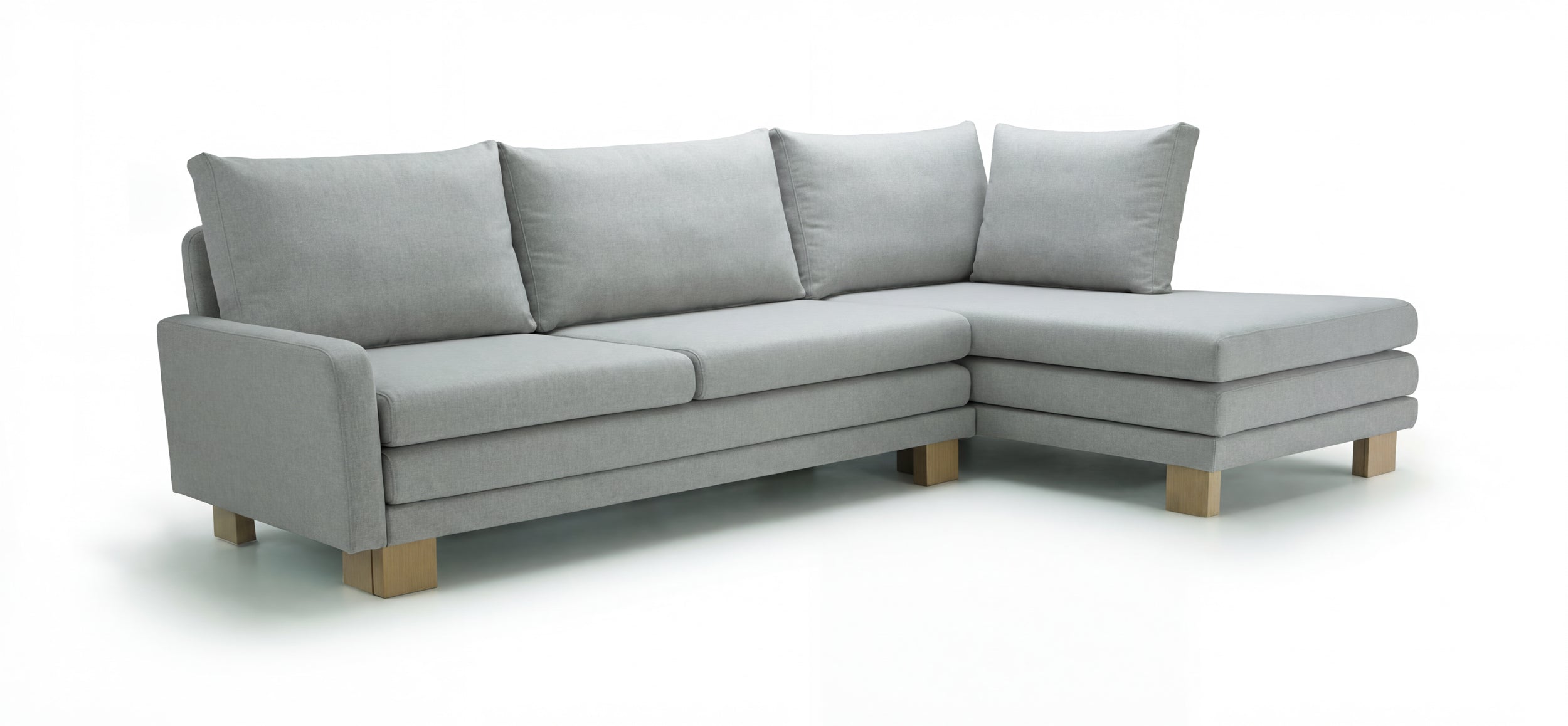 B12 sofa bed  - right side grey corner set 252x160cm on white background