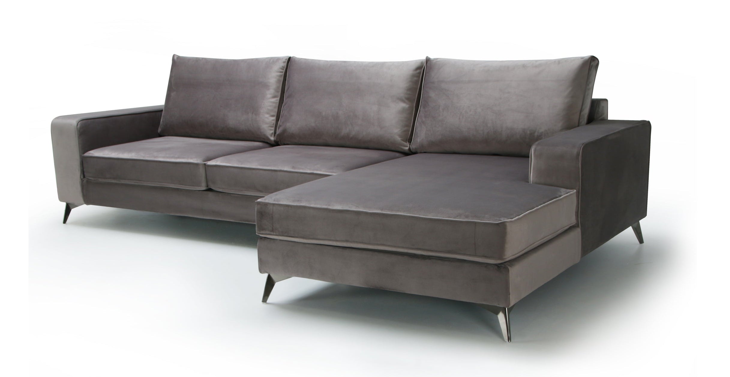 Right side corner sofa, Connor -brown color on a white background.