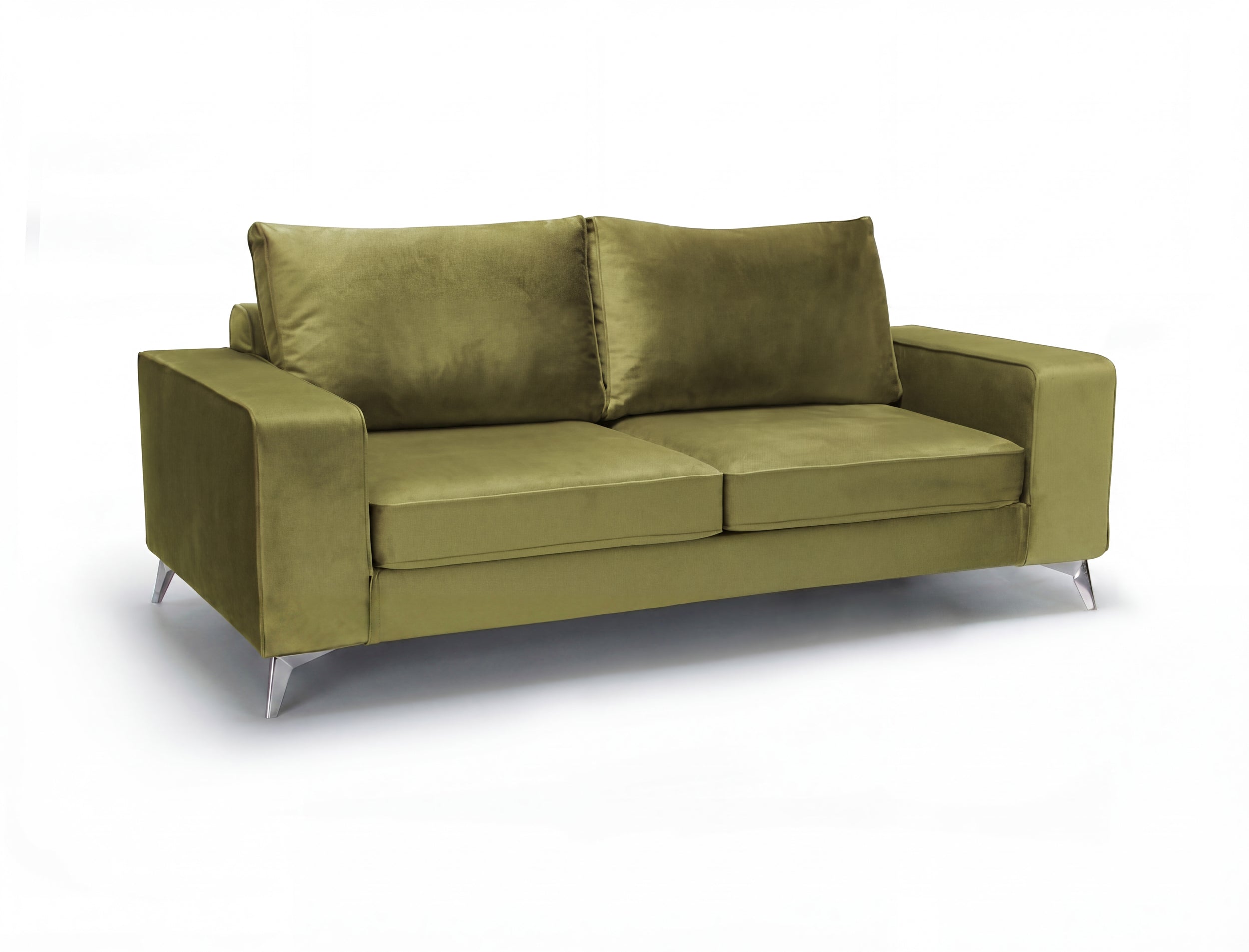 Two seats sofa, Connor - green color on a white background.