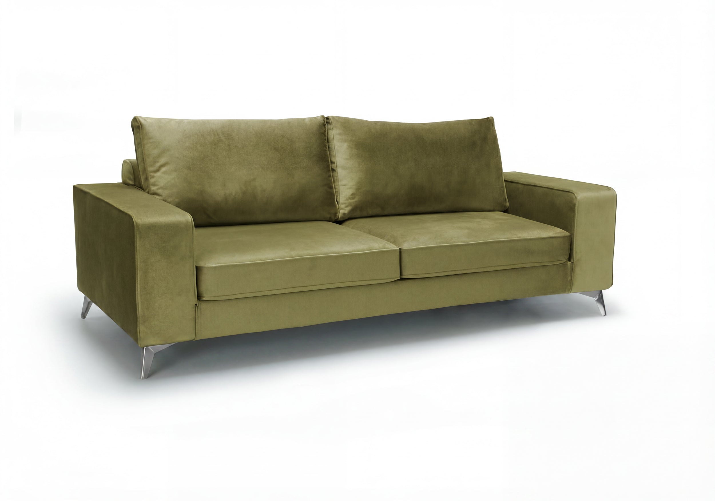 Three seats sofa, Connor - green color on a white background.