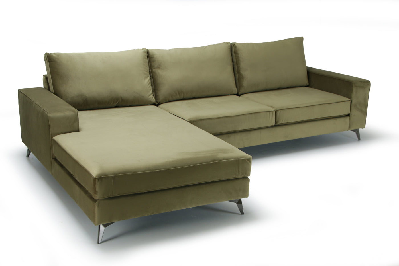 Green sectional Connor sofa on a white background
