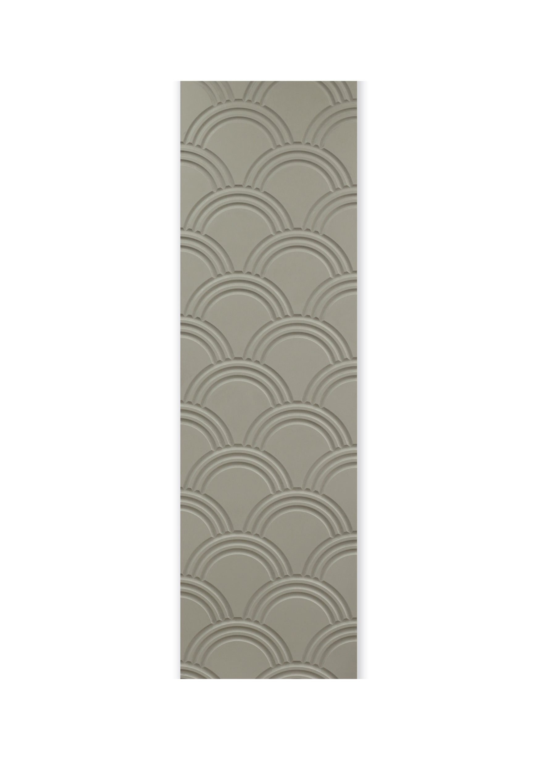 Decorative wall panel with embossed art deko pattern on a white background