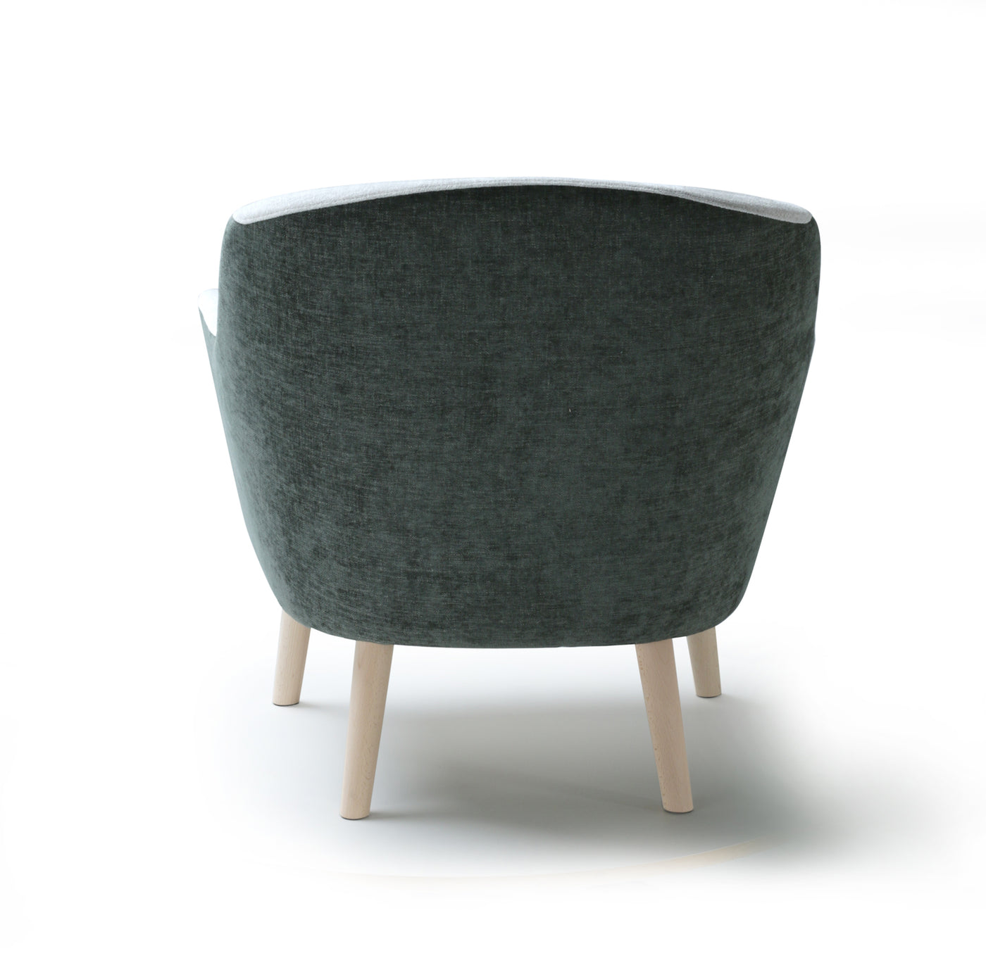 Modern armchair Lola with dark green and white design on a white background -back view