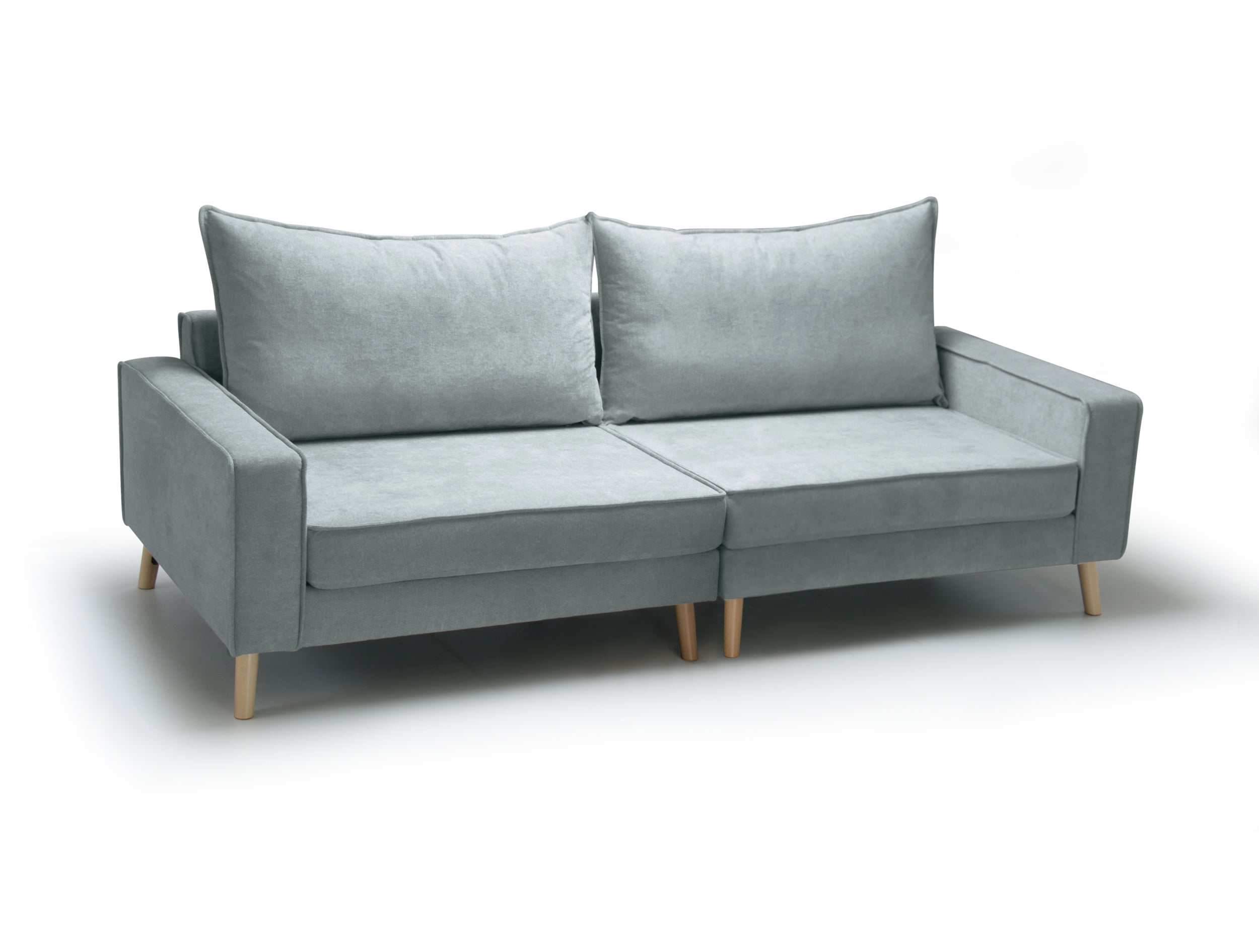 Grey, two seats sofa Lucas, on a white background - front view.