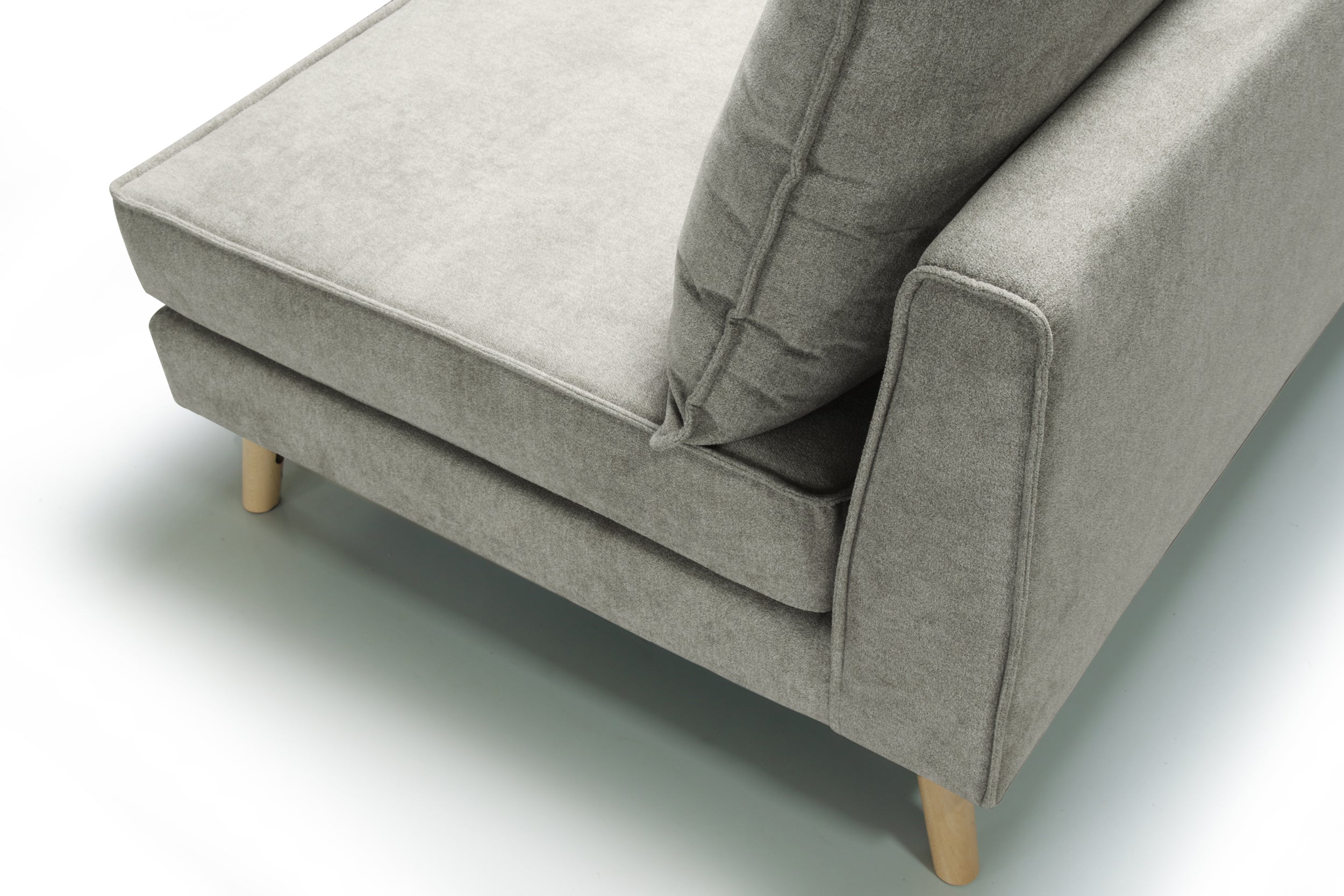 Beige, right side corner sofa Lucas, on a white background - close view