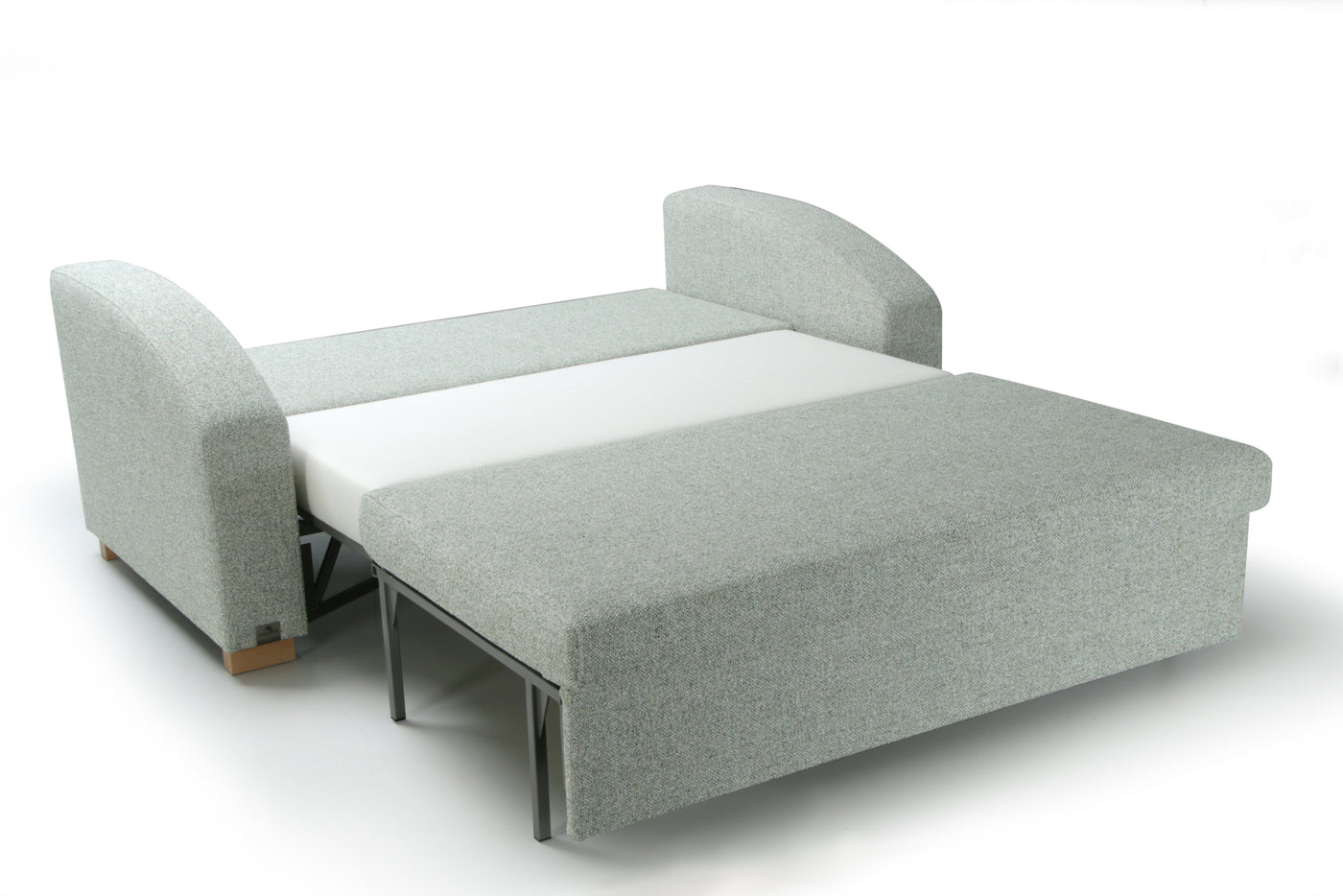 Light blue MAX extended sofa bed on a white background