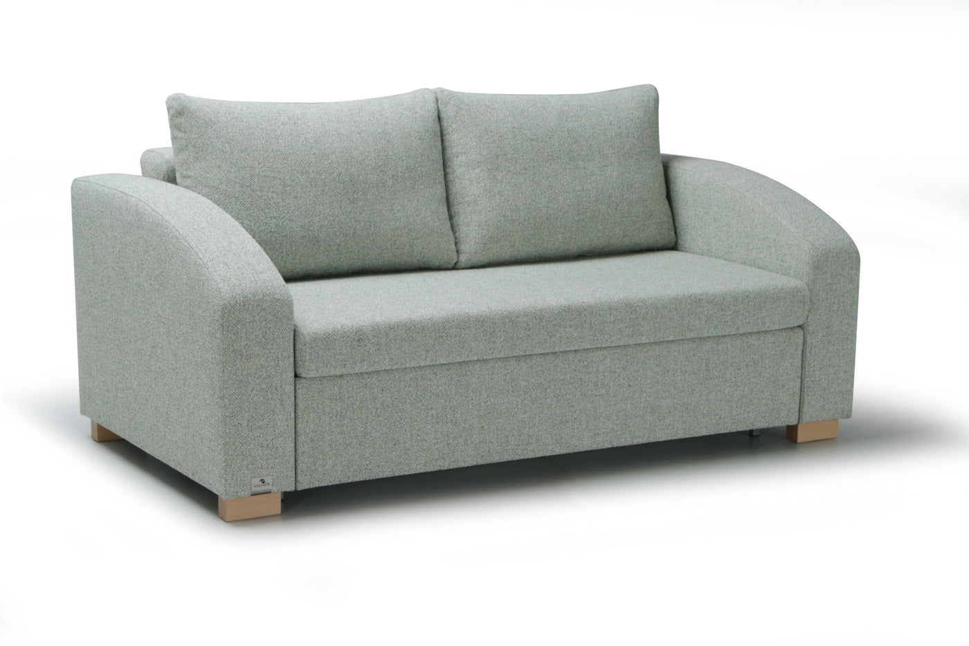 Light blue MAX sofa bed on a white background -front view