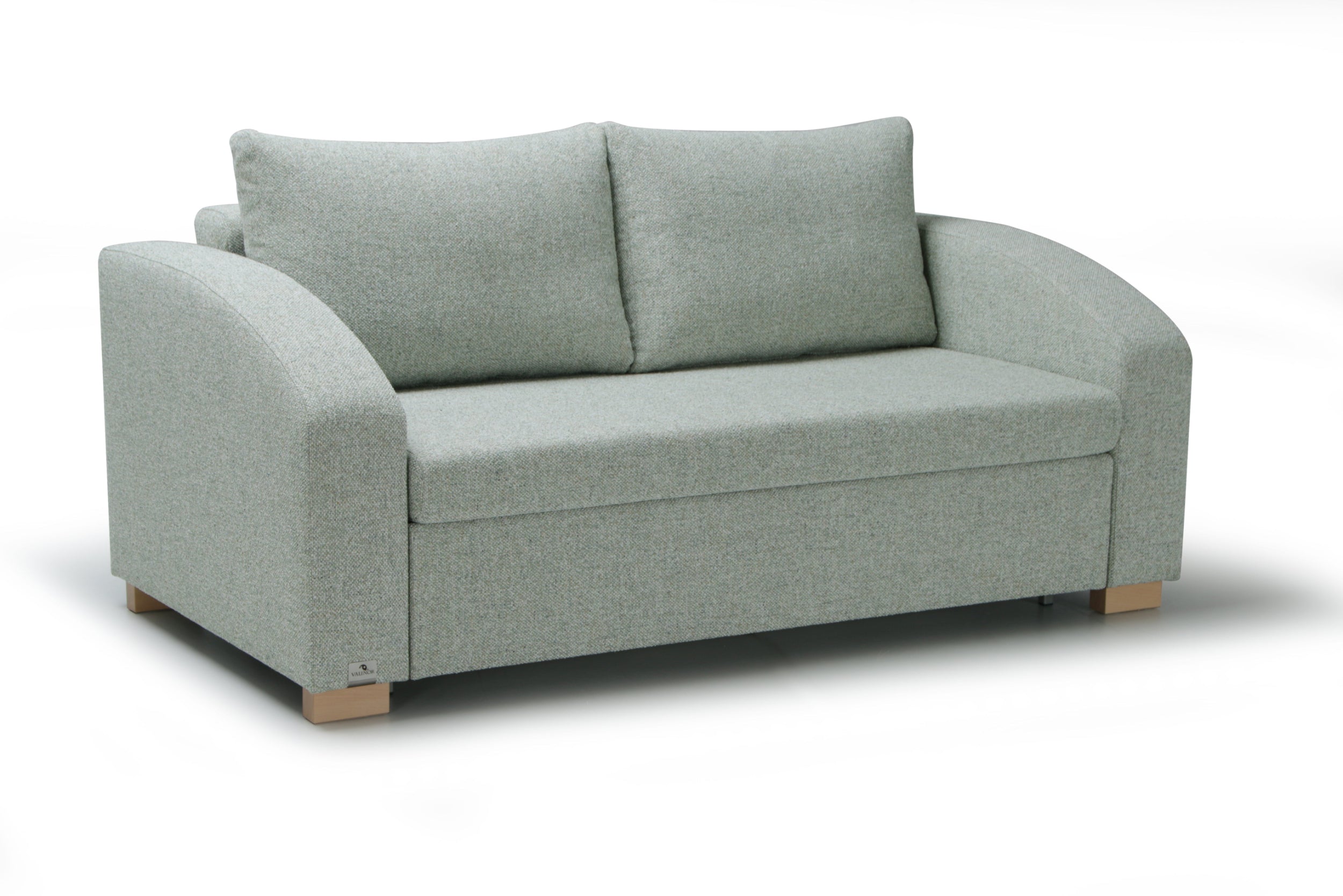 Light blue MAX sofa bed on a white background -front view