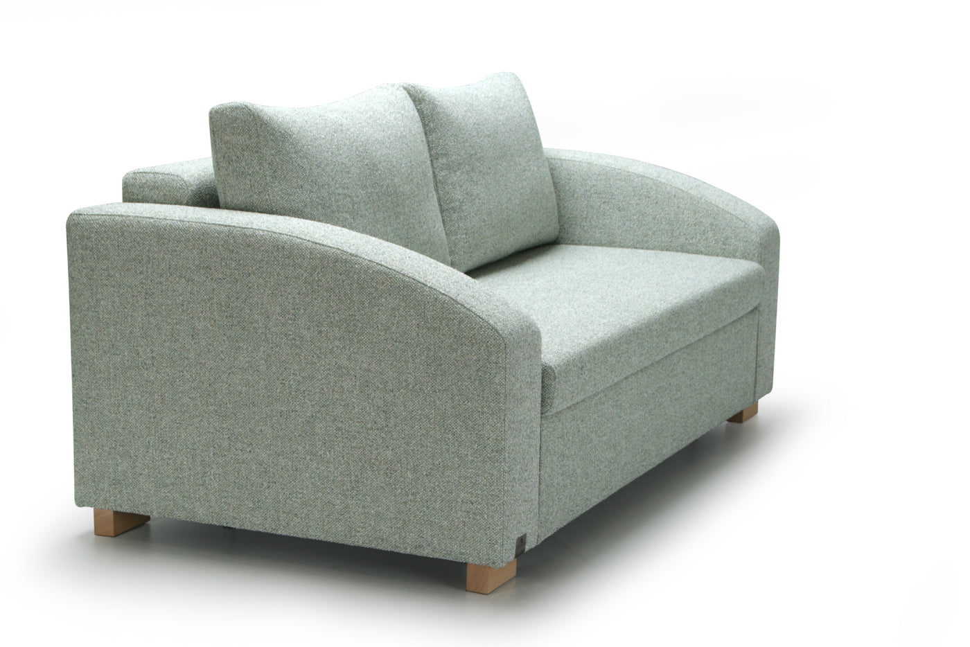 Light blue MAX sofa bed on a white background -side view